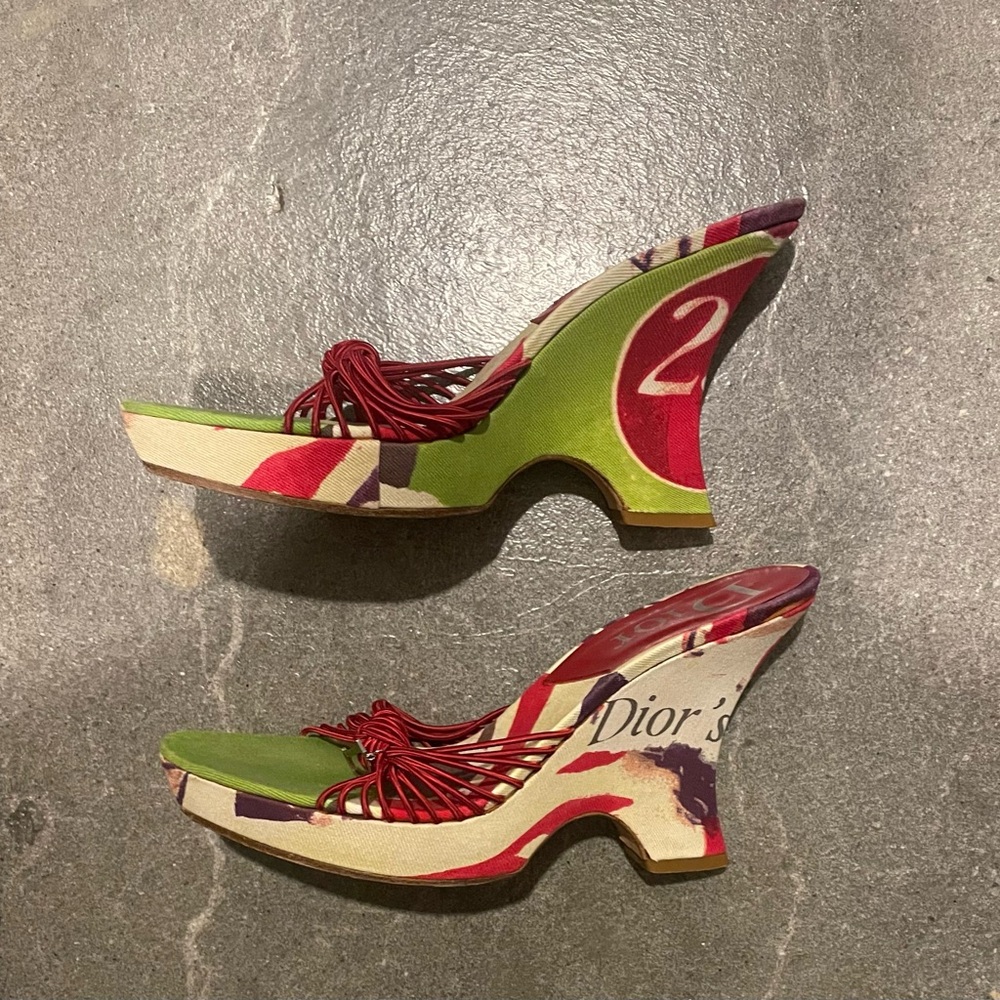 Vintage Dior Red and Green Sandals Size 9